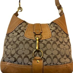 VGUC. Vintage coach tan signature leather canvas satchel.